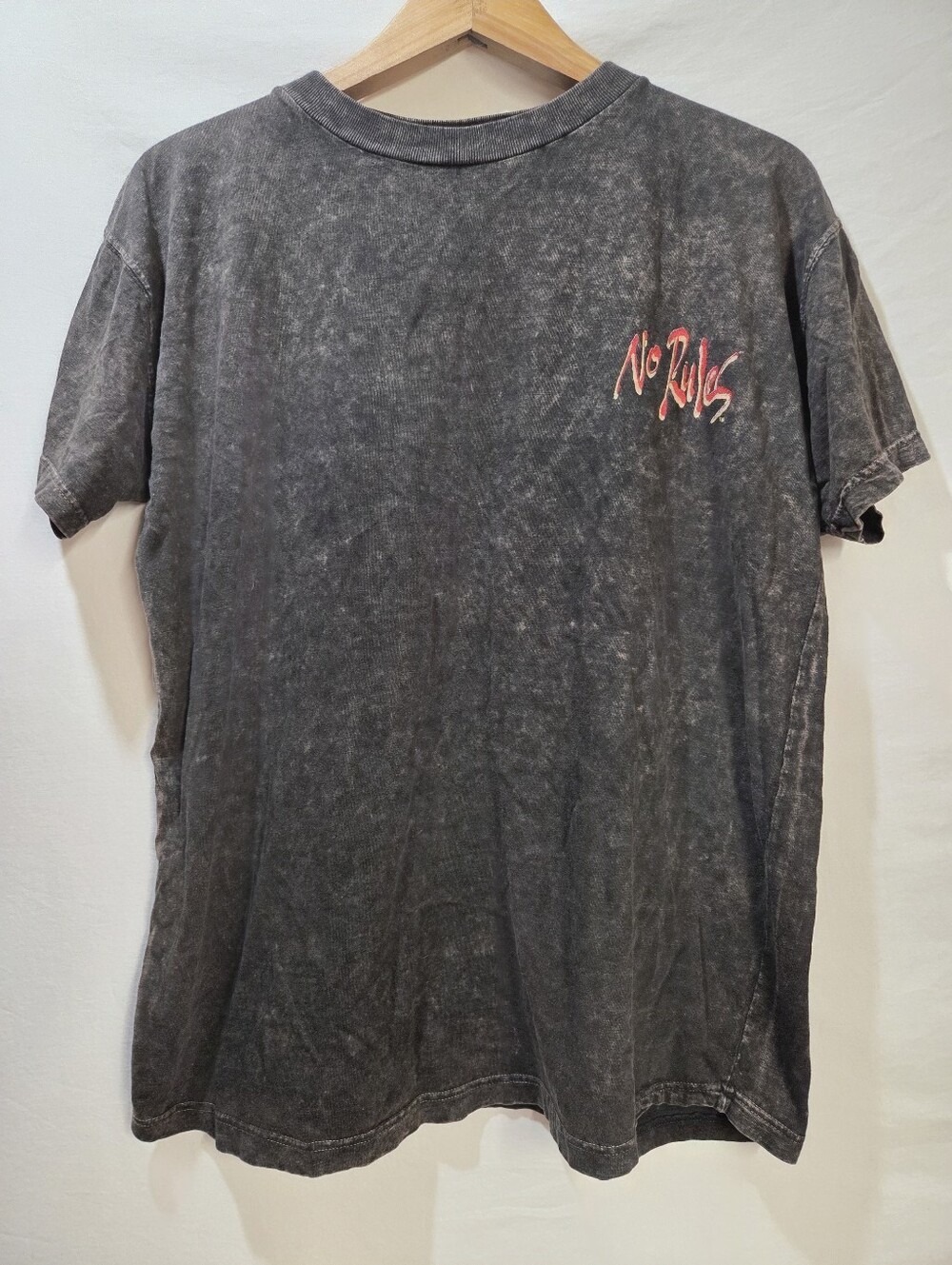 No Rules Vtg 90s Mens M Acid Wash Black Tee